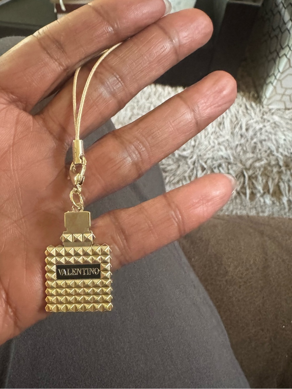 Valentino Gold Pyramid-Stud Perfume Bottle Charm